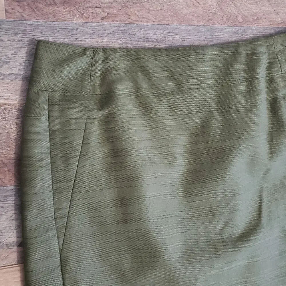 Ann Taylor Space-dyed‎ Striped Pencil Zip Green Lined Mini Skirt Women's